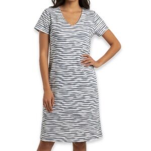 Chicos Midi Dress V-Neck Blue And White Size Small